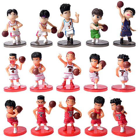 5Pcs/Lot SLAM DUNK Shohoku Basketball Player Figures Toys Hanamichi Rukawa Kaede Sakuragi  Anime Model Toys Movie & TV ► Photo 1/6