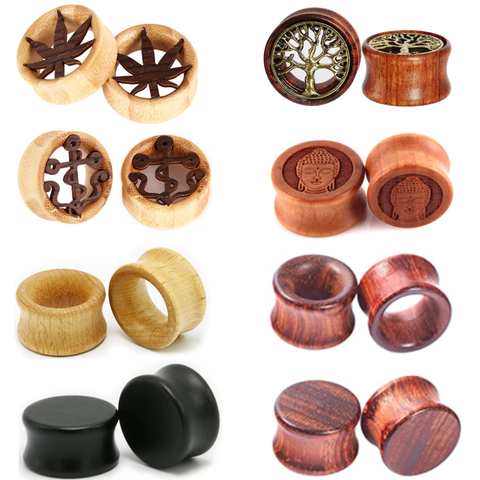 1Pair Wood Ear Gauge Earring Plugs And Tunnel Flesh 6-30Mm Wood Ear Expander Saddle Plugs Stretcher Piercing Oreja Dilataciones ► Photo 1/6