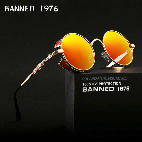 2022 HD Polarized Round Metal Circle Punk Steampunk Sunglasses for Men women Coating Sun Glasses oculos de sol Retro masculino ► Photo 1/6