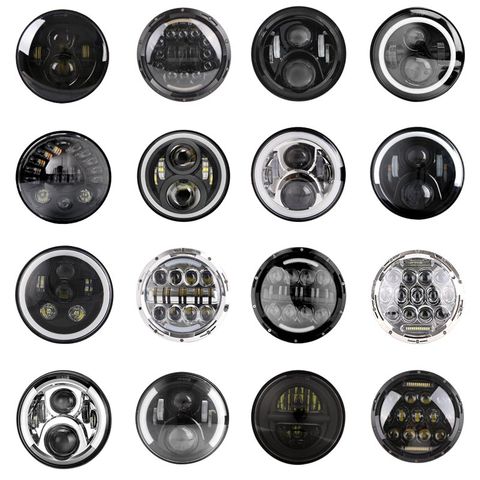 1 pair 7'' Led Headlight H4 High Low Beam Round Cars Running Lights for Jeep Lada Niva 4x4 ► Photo 1/6