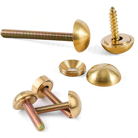 8pcs Brass Screw Cap Circle Decorative Nail Antique Pure copper Decorative Nail Mirror Fixing Screws Cover Self-tapping Screws ► Photo 1/6