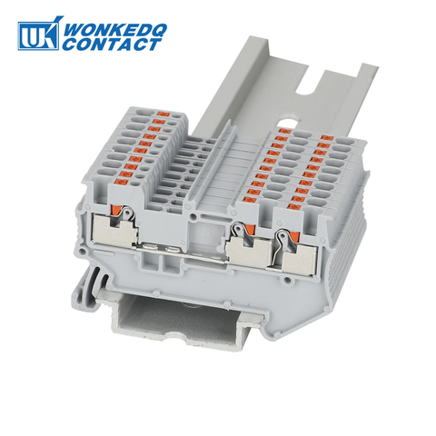 Din Rail Terminal Blocks PT 1.5-Twin 3 Conductors Push In Spring Screwless Feed Through Wire Conductor 10pcs ► Photo 1/6