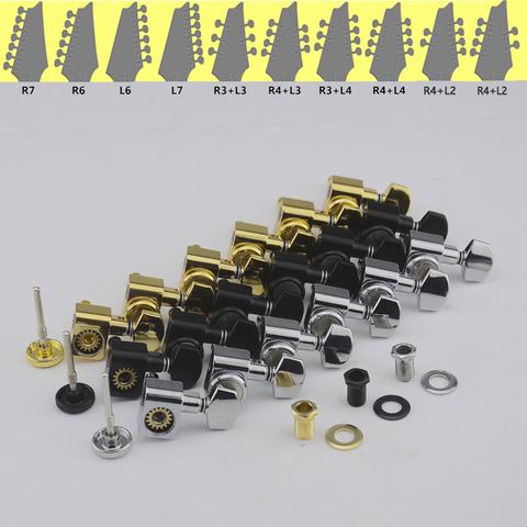 MADE IN TAIWAN 6/7/8 Strings No Screw Locking Sealed Guitar Machine Heads Tuners Black/Gold/Chrome Silver Guitar Parts ► Photo 1/6