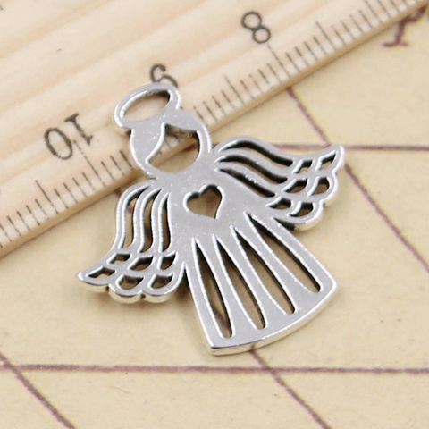 10pcs Charms Love The Heart Angel 27x28mm Tibetan Silver Color Pendants Antique Jewelry Making DIY Handmade Craft ► Photo 1/2