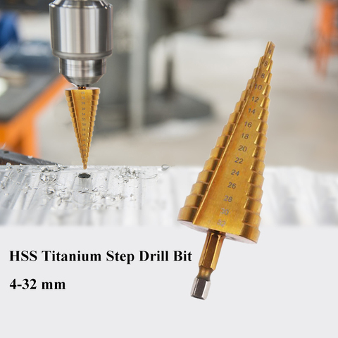 4-32 mm HSS Titanium Coated Step Drill Bit Drilling Power Tools for Metal High Speed Steel Wood Hole Cutter Step Cone Drill ► Photo 1/5