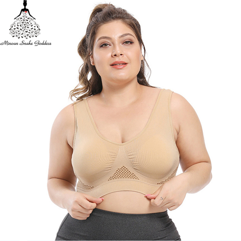 Queenral 3PCS/lot Plus Size Bras For Women Seamless Bra With Pads Big Size  5XL 6XL Bralette Push Up Brassiere Vest Wireless BH