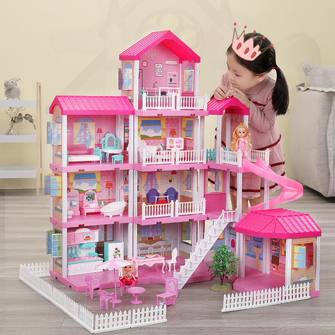 Play House Toys Model Princess Castle Set Dollhouse Model Villa House Children Birthday Gift ► Photo 1/6