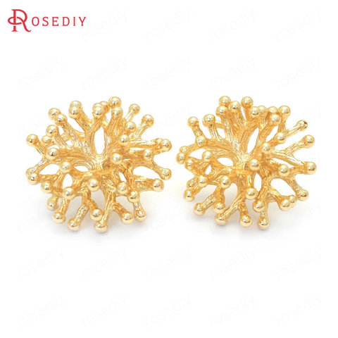 (37607)6PCS 20MM 24K Gold Color Brass Flower Branchs Stud Earrings Pins Jewelry Making Supplies Diy Findings Accessories ► Photo 1/5