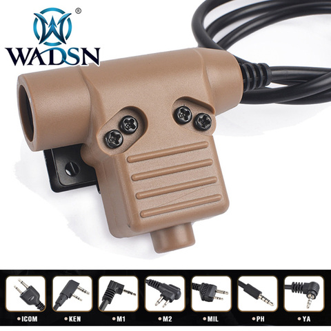 WADSN U94 PTT Cable Plug Military Adapter for Walkie Talkie Motorola Kenwood TYT F8 BAOFENG 5R Radio Headsets Accessories WZ113 ► Photo 1/6