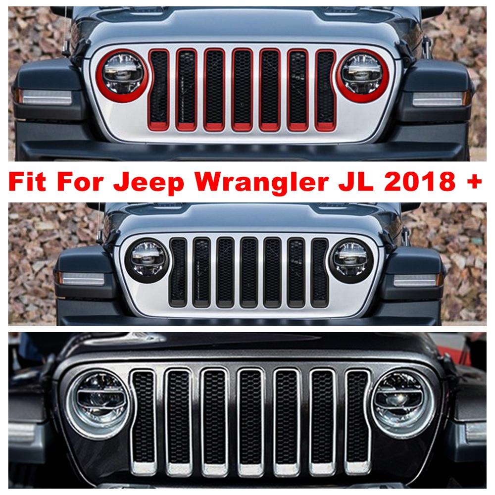 Front Head Lights Lamps & Grille Grill Decoration Ring Cover Trim Fit For Jeep  Wrangler JL 2022 ABS Exterior Refit Kit - Price history & Review |  AliExpress Seller - Yimaautotrims Store 