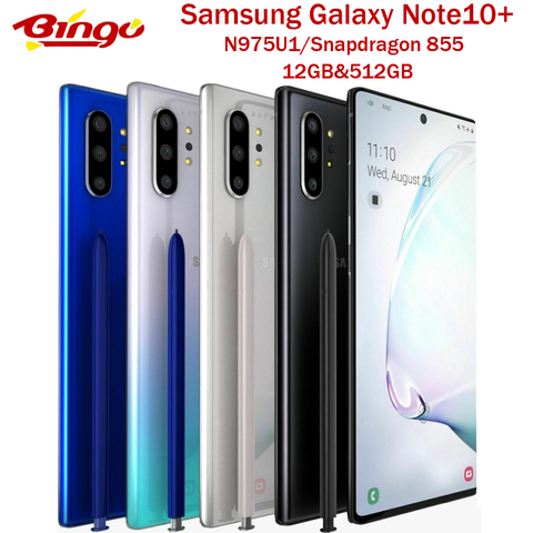 Samsung Galaxy Note10+ Note10 Pro N975U N975U1 Unlocked Mobile Phone Snapdragon 855 Octa Core 6.8