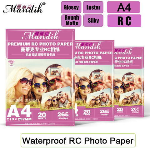 20 Sheets Waterproof 260gsm A4 RC Glossy /Luster/Rough Matte/Woves Photo Paper for Inkjet Canon Printer ► Photo 1/6