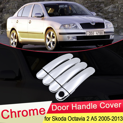 for Skoda Octavia 2 A5 MK2 1Z 2005 2006 2007 2008 2009 2010 2011 2012 2013 Chrome Door Handle Cover Trim Catch Car Accessories ► Photo 1/6