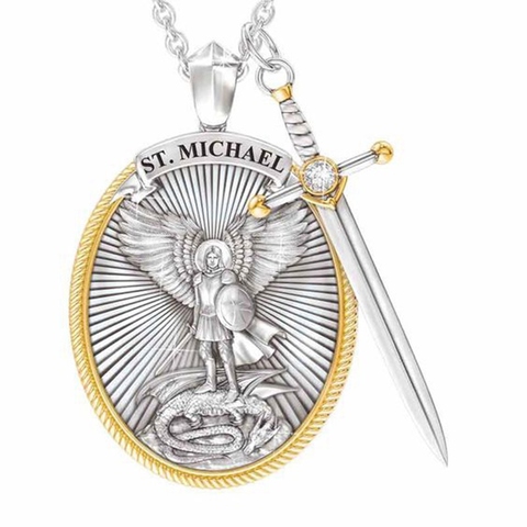 Catholic Patron Saint Pendant Michael St. Michael The Archangel Pendant Necklace Dropshipping In Stock ► Photo 1/1