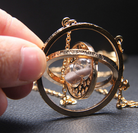 Harri Potter Movie Time Turner Hourglass Necklace Six Phalanx Magic WandS Keychain Pendant Metal Figure Toy Key Ring Necklace ► Photo 1/5