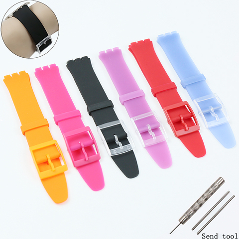 Ms silicone strap watch accessories 16mm For Swatch SFK360 SFK361 SFK397 children's rubber sports waterproof strap ► Photo 1/6