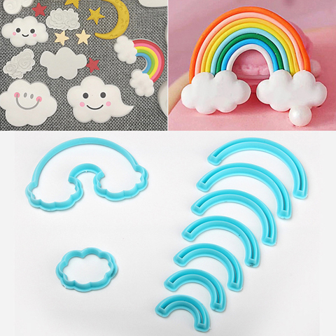 9cps/set Rainbow Cookie Cutter Custom Made 3D Printed Fondant Cookie Cutter Biscuit Mold For Cake Decorating Tools ► Photo 1/6