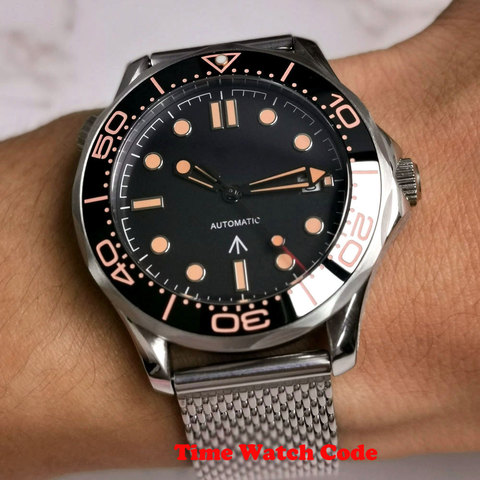 41 mm Automatic Men's Wristwatch Miyota 8215movement date indicator sapphire glass luminous mesh band ceramic bezel Bliger ► Photo 1/6