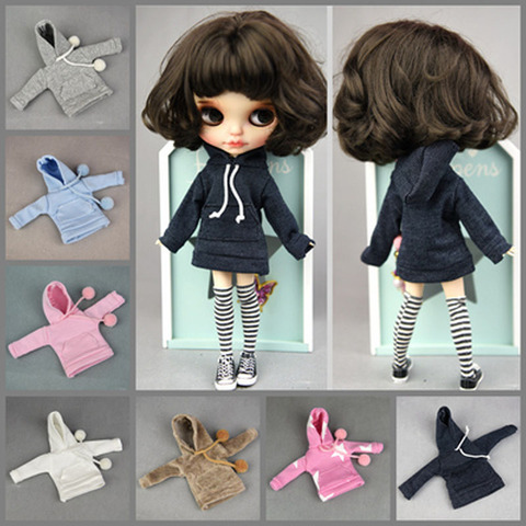 Doll Fashion Handmade Hoodie For Blyth 1/6 BJD Doll Sweatshirt Outfits, Russian DIY Girl's Toy Clothes Accessories ► Photo 1/6