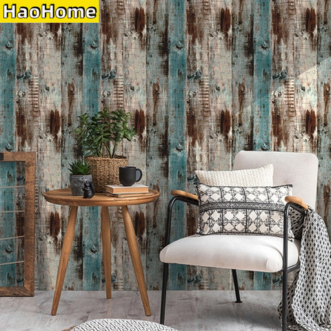 HaoHome Wood Peel and Stick Wallpaper Self-Adhesive Removable Wall Covering Decorative Vintage Wood Faux Vinyl Decal Roll ► Photo 1/6