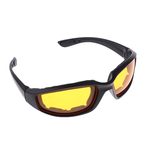 Chopper Padded Wind Resistant Sunglasses Motorcycle Riding Glasses Yellow ► Photo 1/6