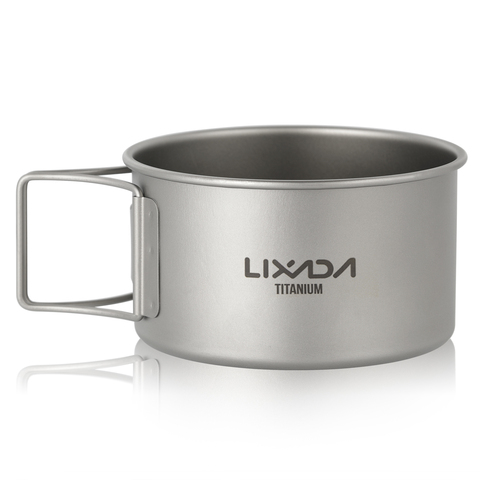 Lixada Titanium Bowl with Folding Handles Titanium Cup Dinner Food Container for Outdoor Camping Hiking Backpacking ► Photo 1/6