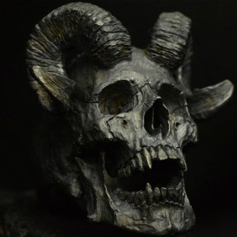 Vintage Gothic Punk Stainless Steel Ring Demon Satan Goat Skull Ring Men's Motorcycle Ring Jewelry Accessories ► Photo 1/6