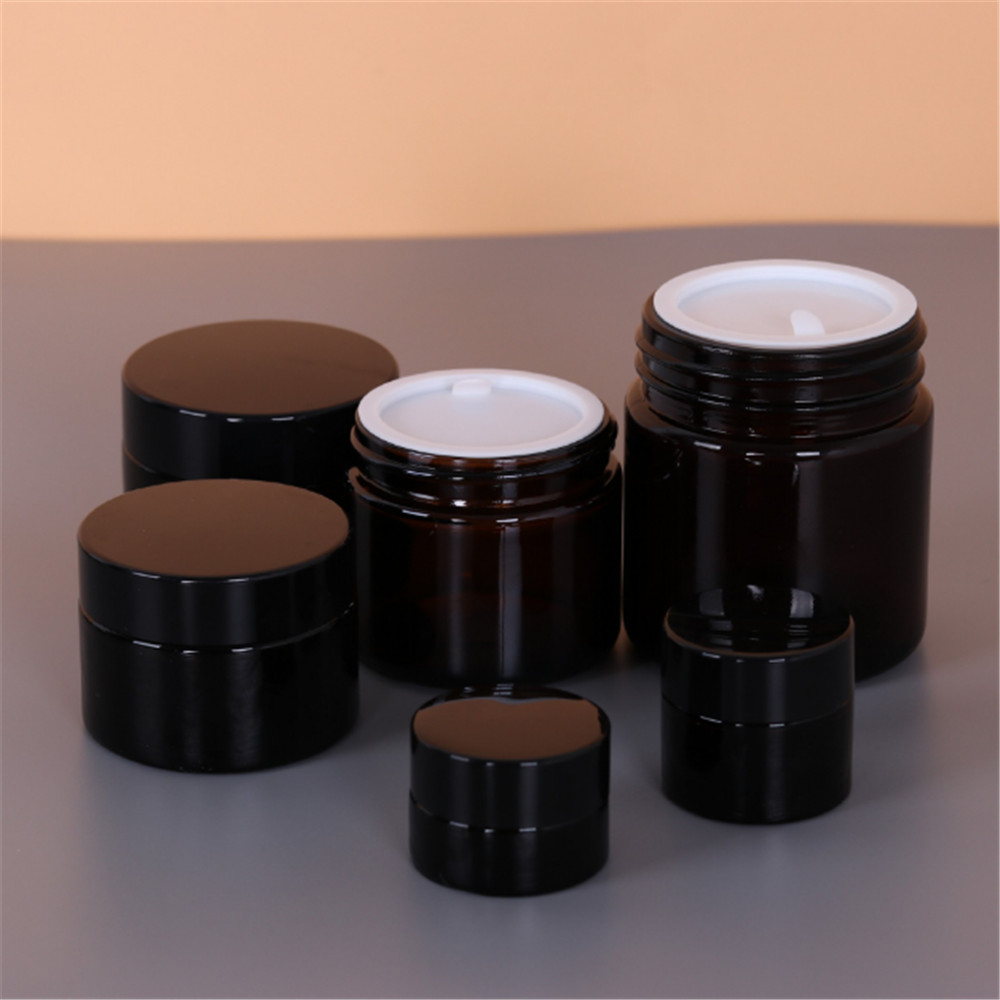 20g/30g/50g/100g Glass Amber Brown Cosmetic Face Cream Bottles Lip Balm Sample Container Jar Pot Makeup Store Vials Wholesale ► Photo 1/5