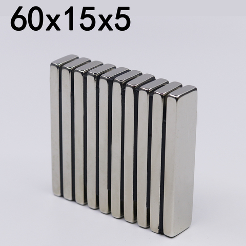 1/2/5Pcs 60x15x5 Neodymium Magnet 60mm x 15mm x 5mm N35 NdFeB Block Super Powerful Strong Permanent Magnetic imanes ► Photo 1/6