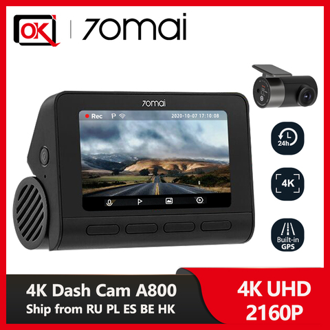 2022 New Arrival 70mai Dash Cam 4K A800 Built-in GPS ADAS  Real 4K UHD Cinema-quality video Camera 24H Parking for SONY IMX415 ► Photo 1/6