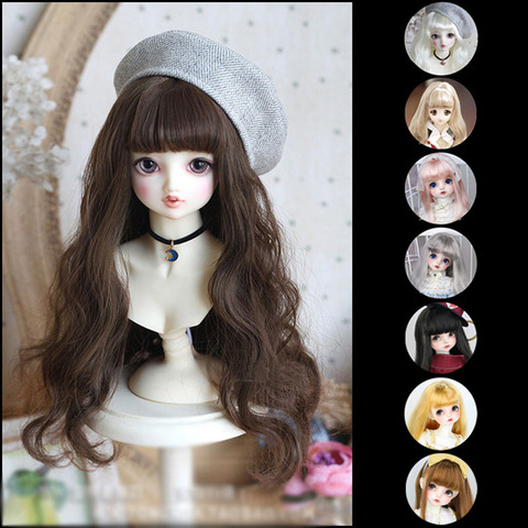 BJD SD 1/3 1/4 1/6 1/8 Neat bang curly hair high temperature fiber doll wig  doll accessories 24 color ► Photo 1/6