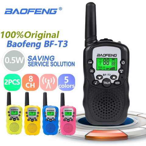 2pcs Wholesale Children Mini Kids UHF Walkie Talkie BF-T3 Baofeng FRS Two Way Radio Comunicador T3 Handy Talkie Hf Transceiver ► Photo 1/6