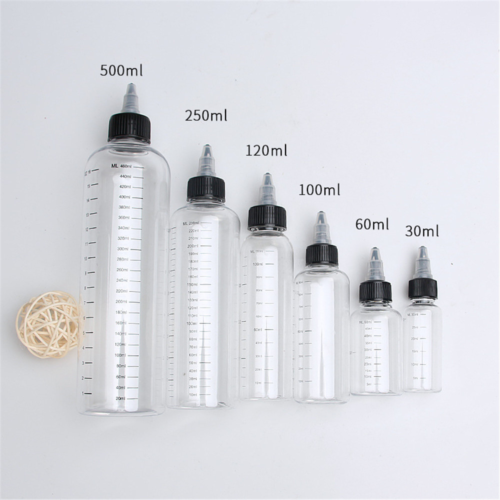 30ml/60ml/100ml/120ml/250ml Plastic Pet Refillable Bottle Oil Liquid Dropper Bottles Twist Top Cap Tattoo Pigment Ink Containers ► Photo 1/6