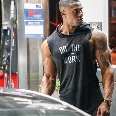 Running Hooded Vest Men Brand Clothing Gym Bodybuilding Sleeveless T Shirt Fitness Men Tank Top Muscle Stringer TankTop ► Photo 1/6