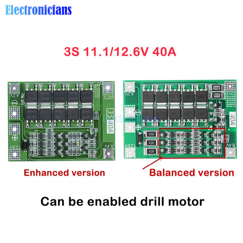 3S 40A Li-ion Lithium Battery Charger Lipo Cell Module PCB BMS Protection Board For Drill Motor 12.6V with Balance ► Photo 1/6