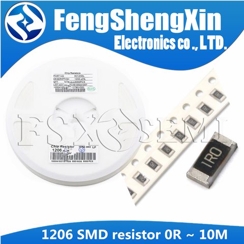 100pcs/lot 1206 SMD resistor 0R ~ 10M 1/4W 0 1 10 100 150 220 330 ohm 1K 2.2K 10K 100K 0R 1R 10R 100R 150R 220R 330R ► Photo 1/5