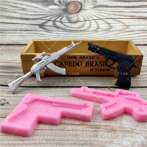 DIY Pistol AK Gun Shape Fondant Soap 3D Cake Silicone Mold Cupcake Jelly Candy Chocolate Decoration Baking Tool Moulds ► Photo 1/6