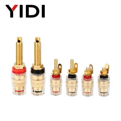 2 pcs- 1 pair Screw Banana Gold Plate Plugs Connectors Black Red Pin Terminal Binding Post for Amplifier Loudspeaker ► Photo 1/6