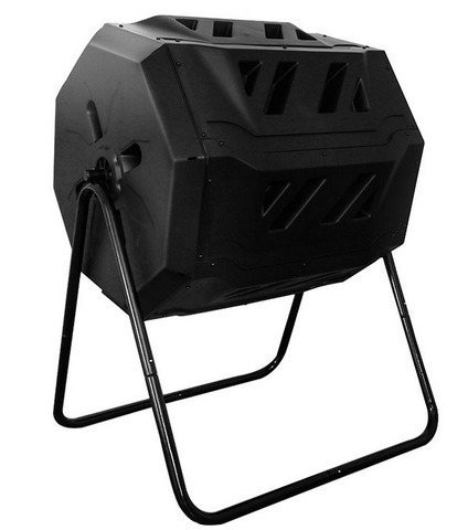 Garden Compost Bin from BPA Free Material, Dual Rotating Outdoor Composting Tumblers (43 Gallon,Black) ► Photo 1/1