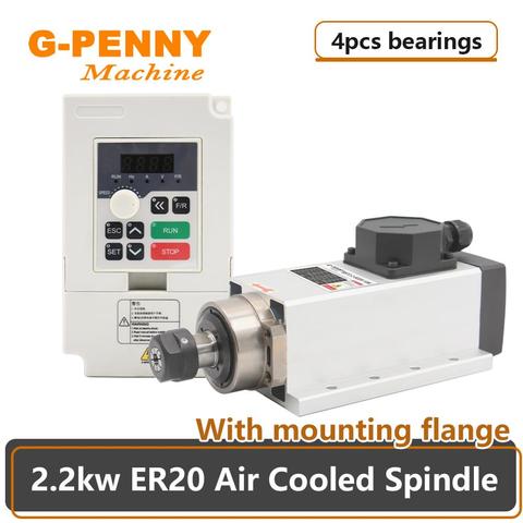 CNC spindle Motor Air cooling  220v 2.2kw ER20 Air cooled spindle 2.2KW QL-Inverter 300Hz 4pcs Ceramic ball bearigs ► Photo 1/6