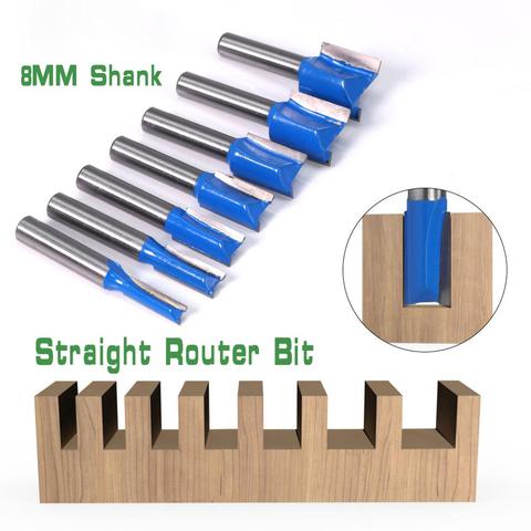 8MM Shank 2 flute straight bit Woodworking Tools Router Bits for Wood Tungsten Carbide endmill milling cutter set 6 8 10 12 20mm ► Photo 1/6