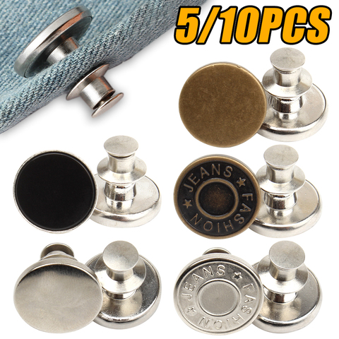 10PCS Detachable Retro Metal Buttons Snap Fastener Pants Pin for