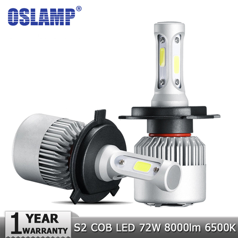 S2 H4 H7 H11 9005 9006 H1 COB Car LED Headlight Bulbs Hi-Lo Beam 72W 8000LM 6500K/4300K Auto Led Headlamp Car Light 12v 24v ► Photo 1/6