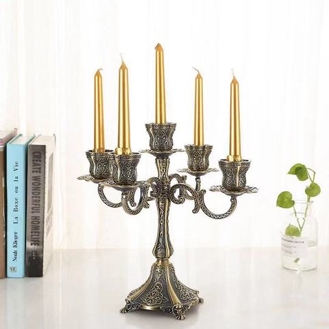 IMUWEN Bronze Candelabra Metal Candle Holders Wedding Candlesticks Event Candle Stand Table Centerpiece For Home Decoration ► Photo 1/6