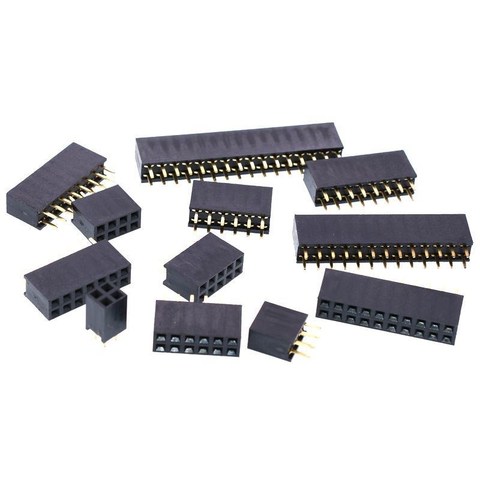 10pcs 2.54mm 2X2/3/4/5/6/8/10/12/13/15/20/40 Pin Double Row Right Angle PCB Strip Connector 2.54 Female Header Socke ► Photo 1/3