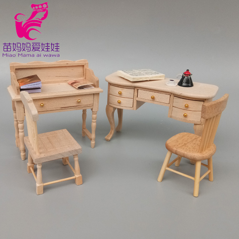 1: 12 DollHouse Furniture Side Table Half Round Wooden side Table mini doll toys house furniture ► Photo 1/6