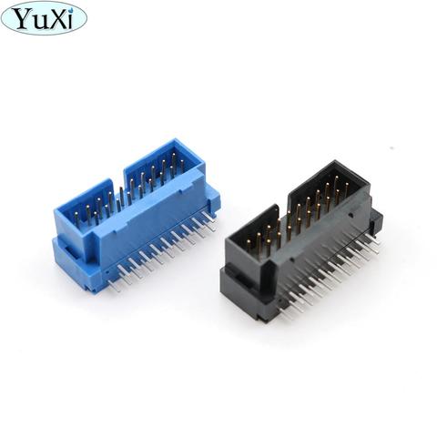 YuXi USB 3.0 19P 19 20 pin USB3.0 20P male connector 90 degree mainboard chassis front seat expansion DIY connector ► Photo 1/6