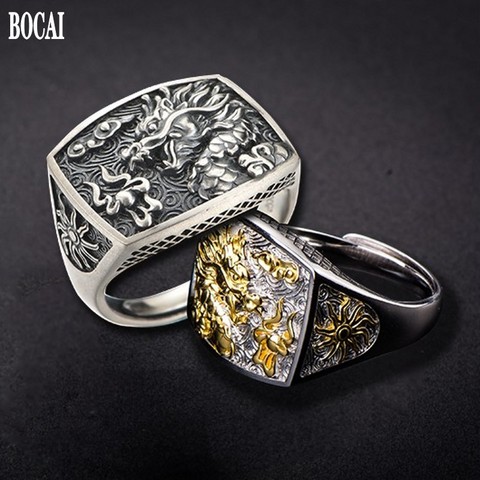 2022 new real s925 pure silver-plated serpent ring for men domineering personalized single man ring retro creative adjustable ► Photo 1/6
