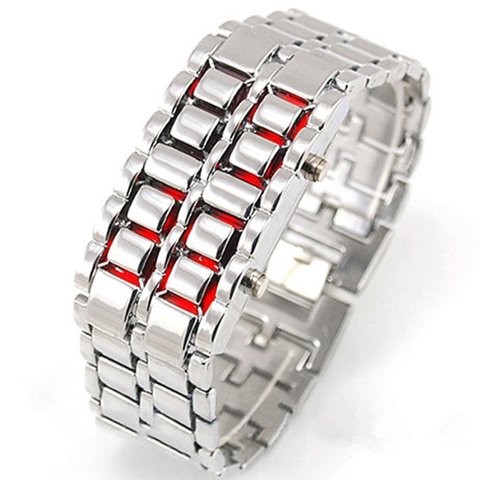 Volcanic Lava Style Iron watch Men Women Bracelet Digital Samurai Metal Stainless Steel LED Wrist Watch Best Gift Fashion watch ► Photo 1/6