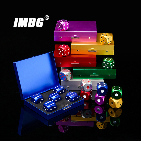 5pcs/pack Colorful Aluminum Alloy Metal Dice Square Box 16mm Round Corner High Quality Boutique Game Dice ► Photo 1/5